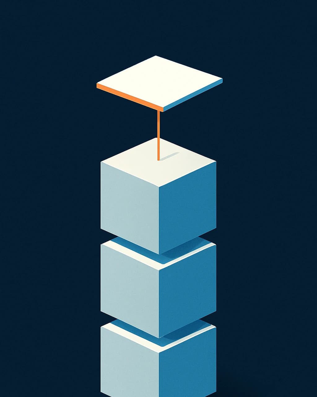 Illustration: tool blocks assembling around a rising thread from a laptop, ending in one freshly shipped page plane